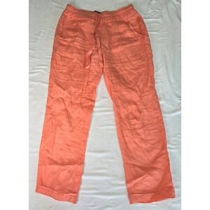 Victoria's Secret Women's Coral Linen Cuffed Pant Sz 2 Lagenlook Minimalist Chic